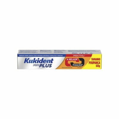Kukident Pro Plus Dupla Ação Creme Adesivo Prótese Dentária 60g - Image 1