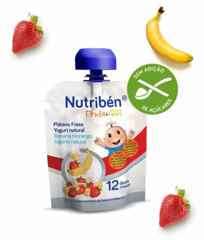 Nutriben Fruta Go Pure Banana. Morango e Iogurte - 90g - Image 1